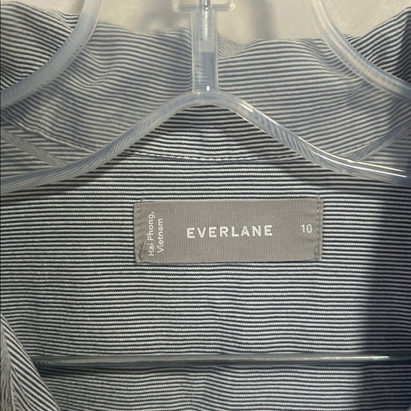 EVERLANE The Cotton Weave Romper 100% Cotton Grey White Stripe Button Front 10 - Picture 5 of 11